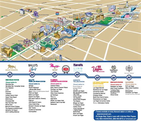las vegas strip map of casinos and distances